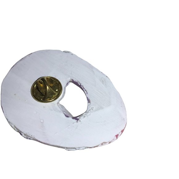 EASTER EGG PIN BROOCH WHITE BUNNY RABBIT CHICK Decorated Spring Flowers - Picture 9 of 9